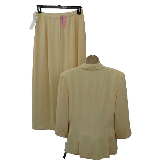Donna Morgan Maxi Skirt Suit Size 10 Yellow Bead & Sequined Embellished Formal - Picture 2 of 10